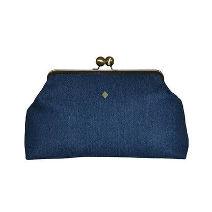 Classic Kiss-lock Closure Adorned Denim Bag