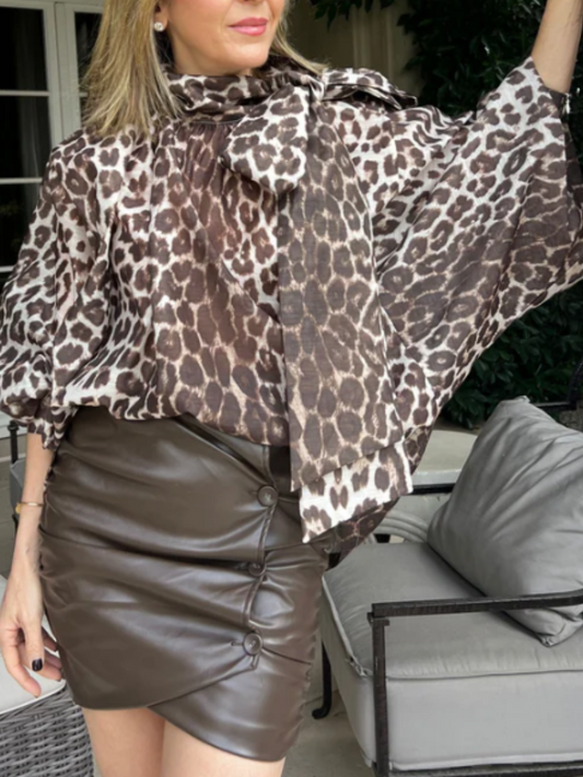 Leopard-Print Tether Loose Top