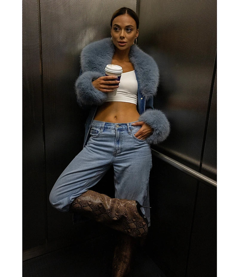 Demin Fur Trim Trench