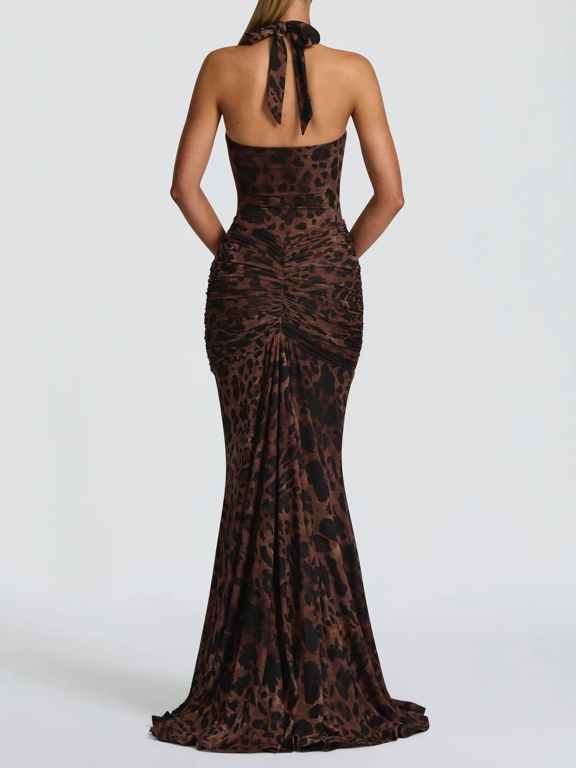 Leopard Print V-neck Long Dress