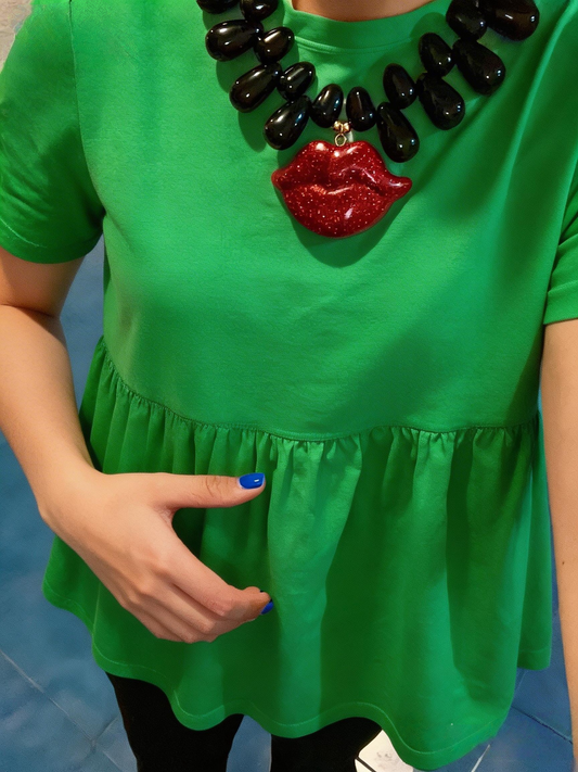 Lip Pendant Beaded Necklace