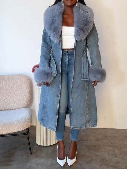 Demin Fur Trim Trench