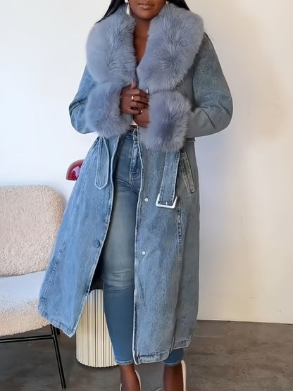 Demin Fur Trim Trench