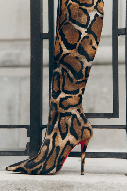 Calf Hair Knee-High Stiletto Boots