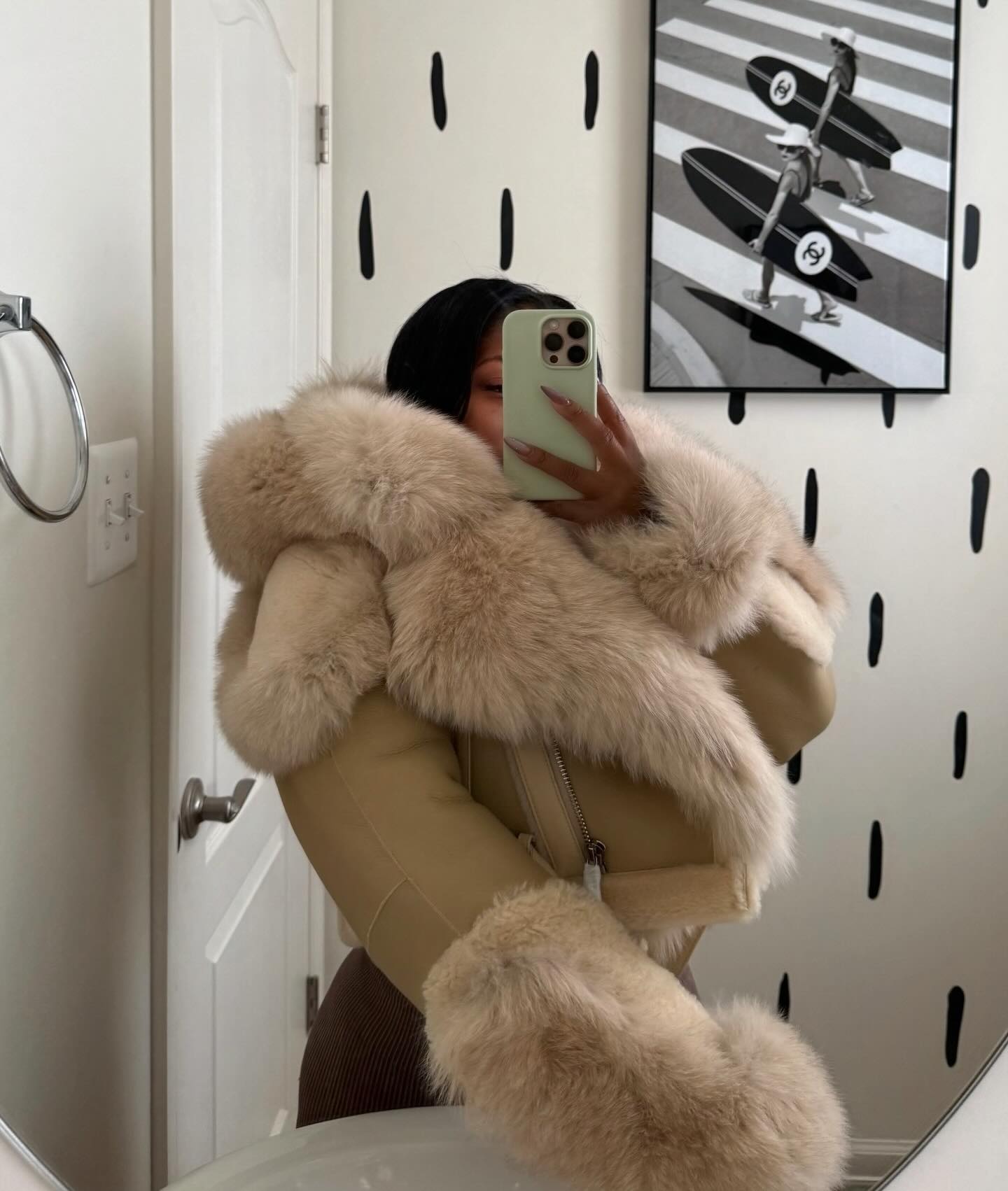 Lambskin Silver Fox Cropped Shearling