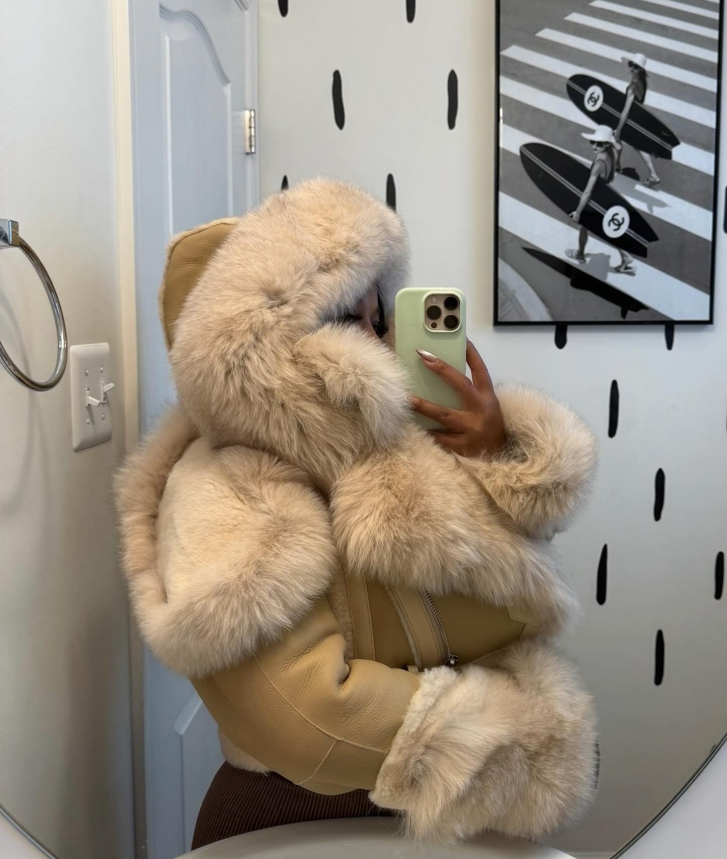 Lambskin Silver Fox Cropped Shearling