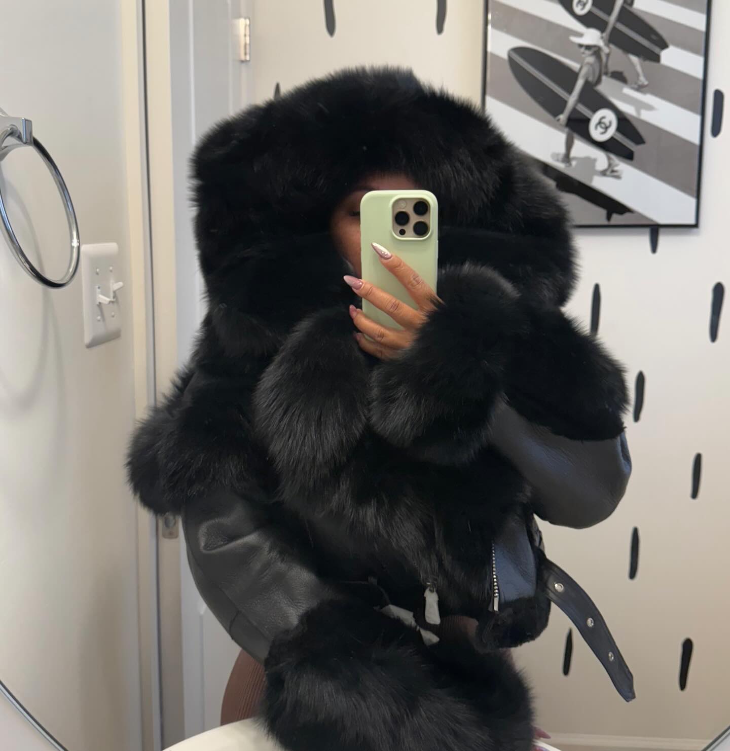 Lambskin Silver Fox Cropped Shearling